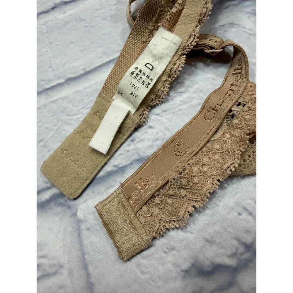 Chantelle 1741 Merci 2 Plunge Unlined Underwire Bra Nude 36D Double Strap - Picture 5 of 8